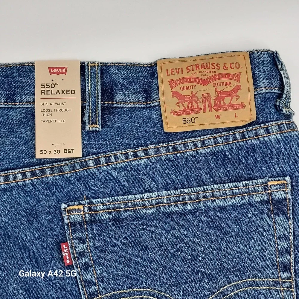 Levi's 550 Jeans Mens 50x30‎ Relaxed Fit Dark Wash Denim Water<Less